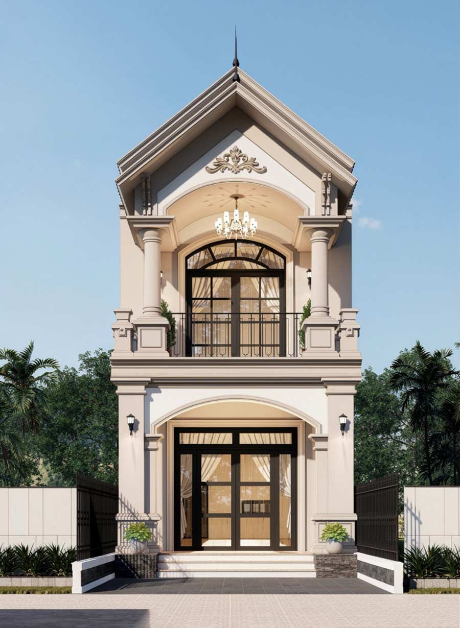 Mẫu nhà ống 2 tầng mái Thái 6x18m
