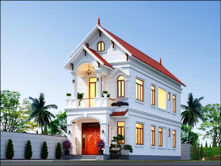 Mẫu nhà ống 2 tầng mái Thái 6x20m