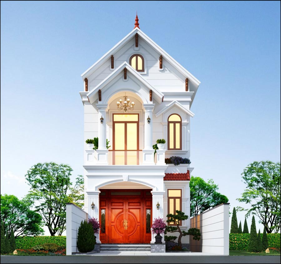 Mẫu nhà ống 2 tầng mái Thái 6x20m