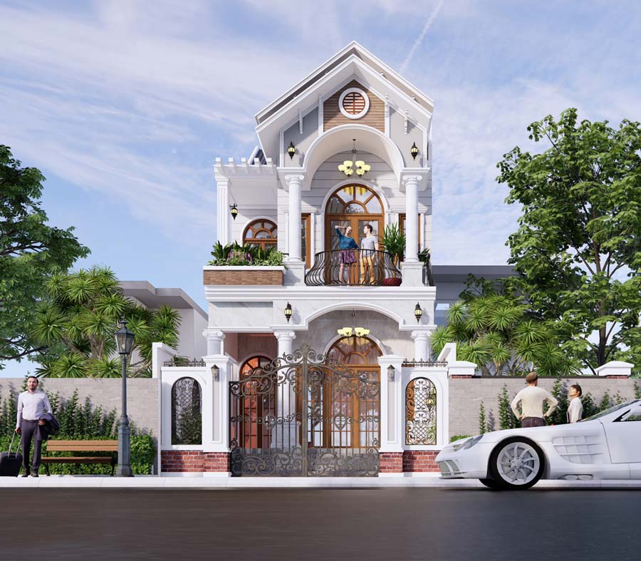 Mẫu nhà ống 2 tầng mái Thái 6x15m