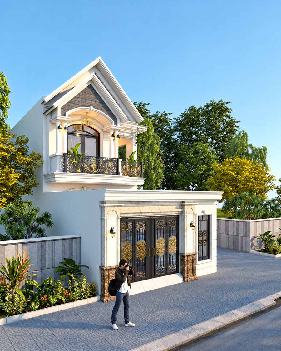Mẫu nhà ống 2 tầng mái Thái 6x15m
