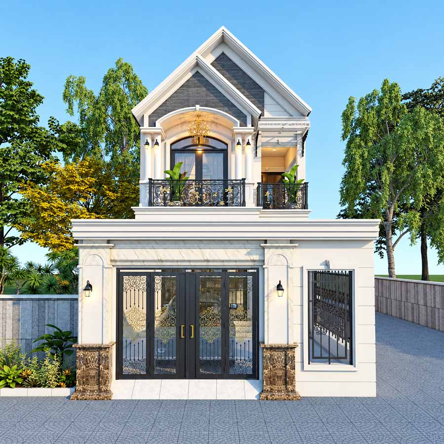 Mẫu nhà ống 2 tầng mái Thái 6x15m
