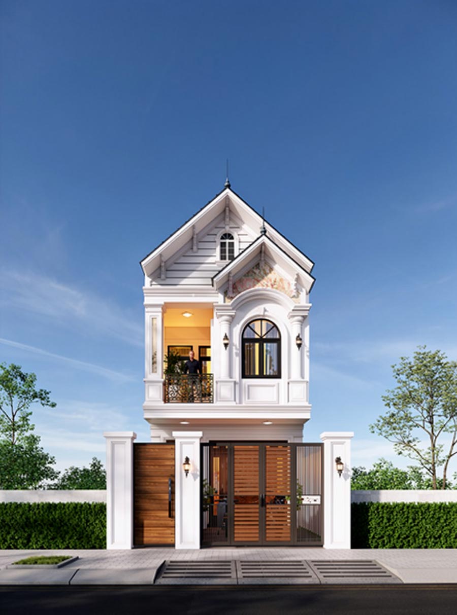 Mẫu nhà ống mái Thái 2 tầng 3 phòng ngủ