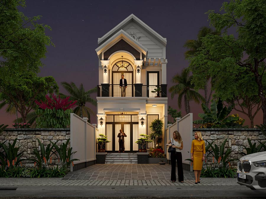Mẫu nhà ống mái Thái 2 tầng 3 phòng ngủ