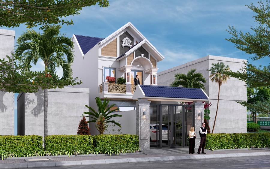 Mẫu nhà ống 2 tầng mái Thái 5x15m