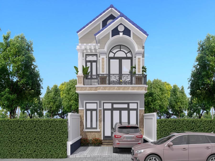 Mẫu nhà ống 2 tầng mái Thái 5x15m