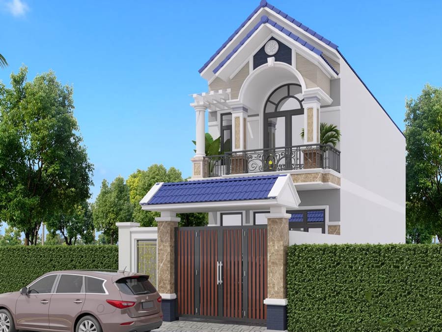 Mẫu nhà ống 2 tầng mái Thái 5x15m