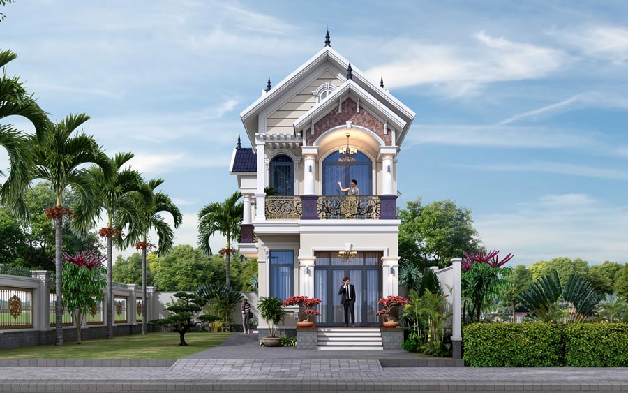 Mẫu nhà ống 2 tầng mái Thái 5x18m