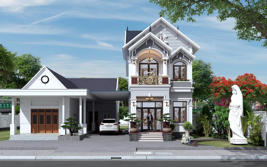 Mẫu nhà ống 2 tầng mái Thái 5x18m