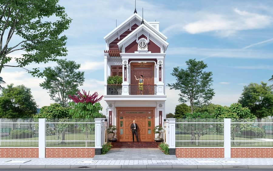 Mẫu nhà ống 2 tầng mái Thái 5x20m