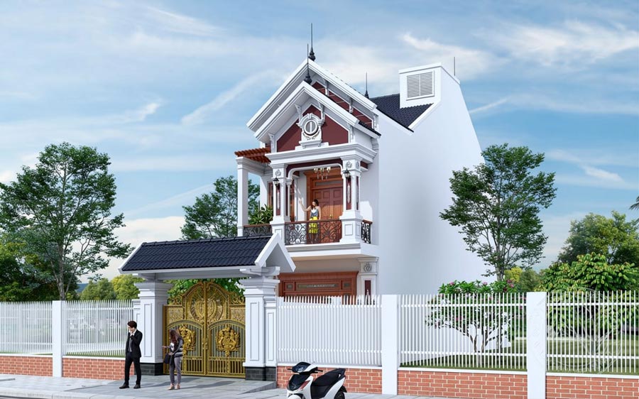 Mẫu nhà ống 2 tầng mái Thái 5x20m