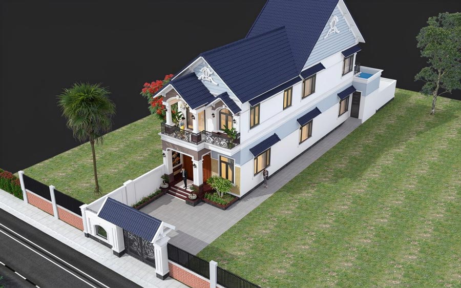 Mẫu nhà ống 2 tầng mái Thái 5x20m